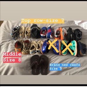 Boys nike shoes, Toms, and reef sandals